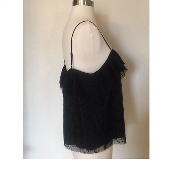 NWT J CREW FIUTTERY LACE CAMI TOP IN BLACK SZ XS - Picture 2 of 9